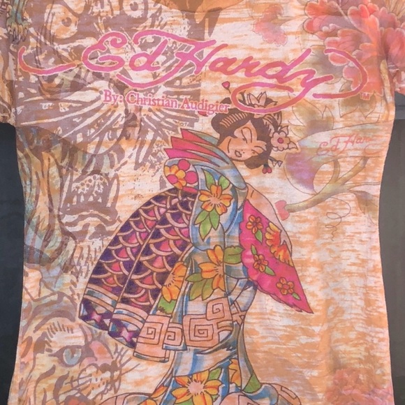 RARE Ed Hardy by Christian Audigier Graphic T-Shirt - Multicolor - Picture 1 of 6